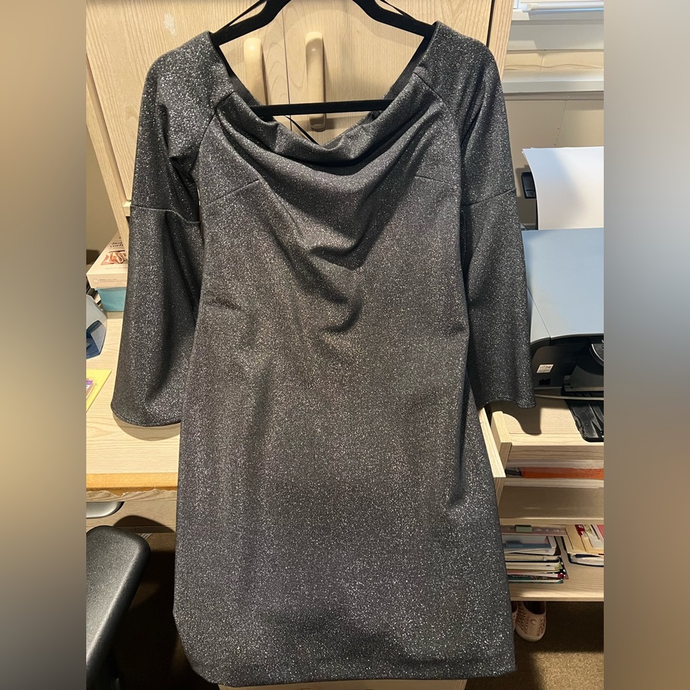 Vince Camuto Off Shoulder Bell Sleeve Metallic Ponte Dress